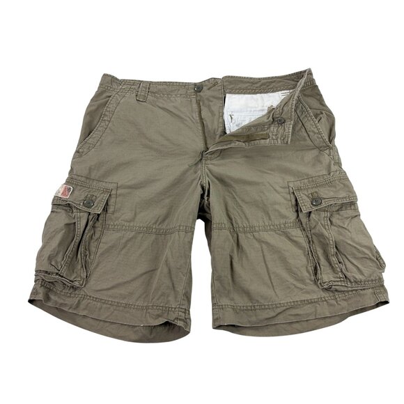 Vintage Ralph Lauren Polo Jeans Co Mens Cargo Shorts 38 Rip-Stop Olive Green - Picture 1 of 8